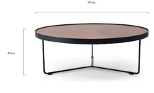 Load image into Gallery viewer, Lounge Styles Calibre 90cm Round Coffee Table - Walnut Top - Black Frame