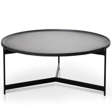 Load image into Gallery viewer, Lounge Styles Calibre Matt Black 90cm Coffee Table, Round Wood Top Steel Frame