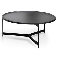 Load image into Gallery viewer, Lounge Styles Calibre Matt Black 90cm Coffee Table, Round Wood Top Steel Frame