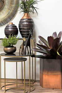 Lounge Styles j&k imports Pentagonal Plant Pot / Stool Copper - Metal Side Table