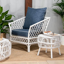 Load image into Gallery viewer, Lounge Styles Room+Co Alex White Side Table + Stool, 40cm Square Rattan Hamptons