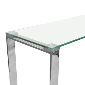Lounge Styles Calibre CDT2013-BS Console Table With Tempered Glass - Polished Stainless Steel