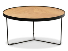 Load image into Gallery viewer, Lounge Styles Calibre Round Wood Coffee Table, 90cm Natural Top Black Frame