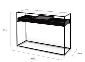 Metal Frame Console - Tempered Glass - Black Powder