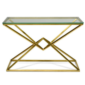 Lounge Styles Calibre 1.2m Tempered Glass Top Console Table - Gold Base