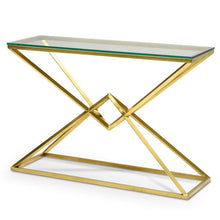 Load image into Gallery viewer, Lounge Styles Calibre 1.2m Tempered Glass Top Console Table - Gold Base