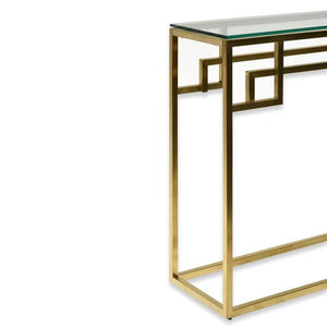 Lounge Styles Calibre CDT2423-BS 1.15m Console Glass Table - Brushed Gold Base