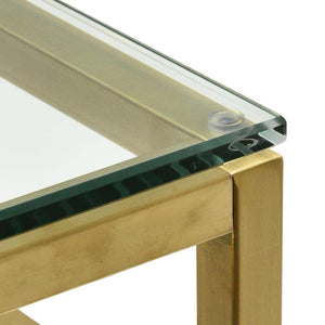 Lounge Styles Calibre CDT2423-BS 1.15m Console Glass Table - Brushed Gold Base