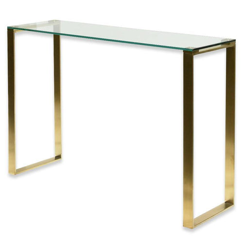 Lounge Styles Calibre CDT2424-BS Glass Console Table - Brushed Gold Base