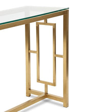 Load image into Gallery viewer, Lounge Styles Calibre CDT2583-BS Glass Console Table - Brushed Gold Base