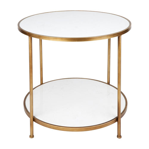 Cameron Side Table, 60cm Stone Top Antique Gold