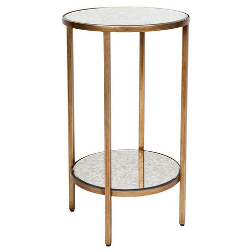 Lounge Styles Cafe Lighting & Living Cocktail Mirrored Side Table - Petite Antique Gold Round