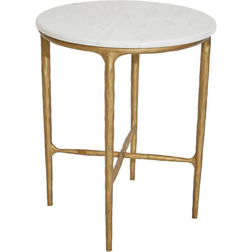 Lounge Styles Cafe Lighting & Living Heston Marble Side Table - Brass Round 45cm