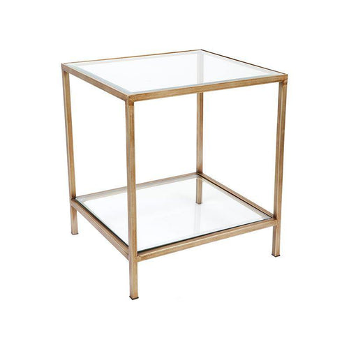 Lounge Styles Cafe Lighting & Living Cocktail Glass Square Side Table - Antique Gold 56cm