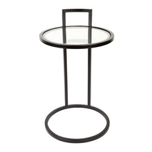 Load image into Gallery viewer, Lounge Styles Cafe Lighting &amp; Living Maxie Side Table - Black Round Metal Glass Top 40cm