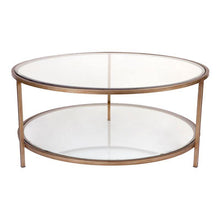 Load image into Gallery viewer, loungestyles-cafelightingandliving-cocktail-glass-round-coffee-table-antique-gold-32408