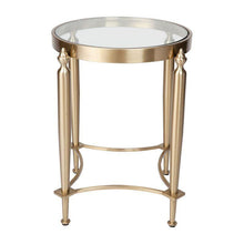 Load image into Gallery viewer, Lounge Styles Cafe Lighting &amp; Living Jak Glass Side Table - Gold Round Metal Antique Decor 49cm