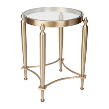 Load image into Gallery viewer, Lounge Styles Cafe Lighting &amp; Living Jak Glass Side Table - Gold Round Metal Antique Decor 49cm