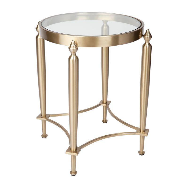 Lounge Styles Cafe Lighting & Living Jak Glass Side Table - Gold Round Metal Antique Decor 49cm