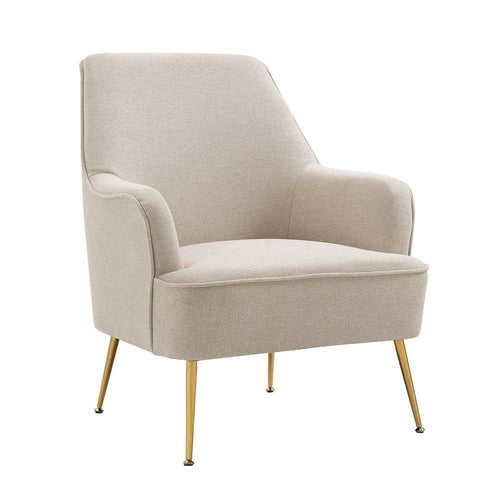 Lounge Styles Cafe Lighting & Living Anya Arm Chair - Upholstered Natural Linen - Gold Legs