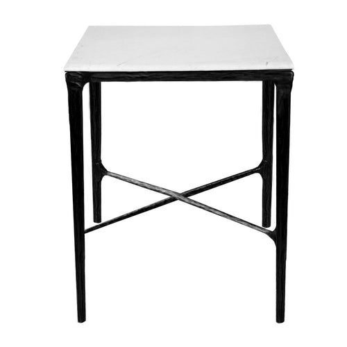 Heston Square Marble Side Table Rustic - Black 50cm
