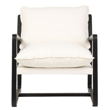 Load image into Gallery viewer, Malibu Black Arm Chair Oak Frame - White Linen 72cm