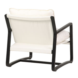 Malibu Black Arm Chair Oak Frame - White Linen 72cm