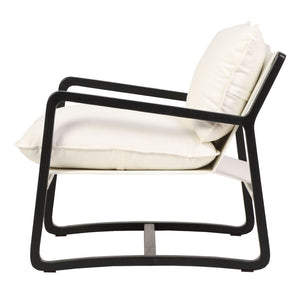Malibu Black Arm Chair Oak Frame - White Linen 72cm