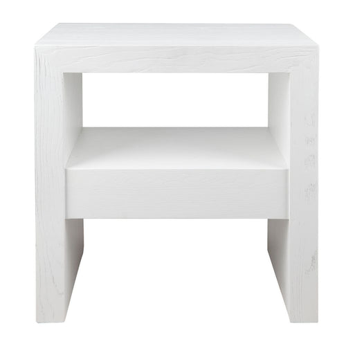 Axel Oak Side Table w/ Open Shelf - White 60cm