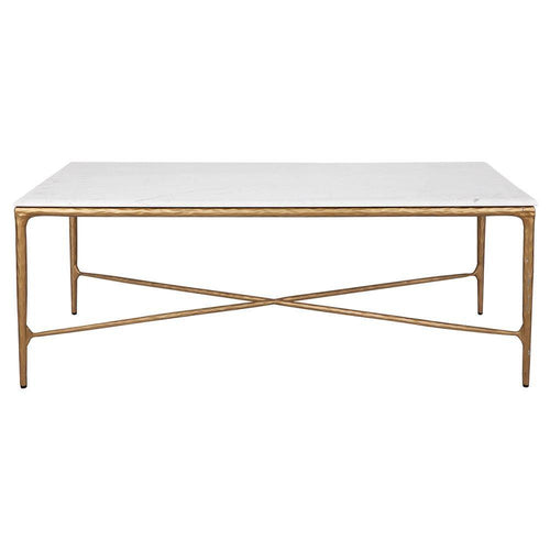 Lounge Styles Cafe Lighting & Living Heston Rectangle Marble Coffee Table - Brass 120cm