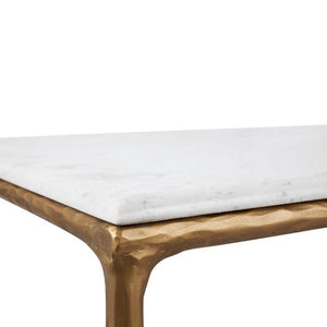 Lounge Styles Cafe Lighting & Living Heston Rectangle Marble Coffee Table - Brass 120cm