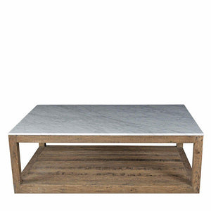 Lounge Styles Emac&Lawton/Florabelle Denver Marble Coffee Table White, 120cm Timber Base with Storage Shelf
