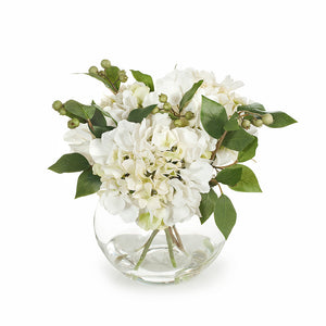 Hydrangea Mix in Vase 26cmh - Cream Green