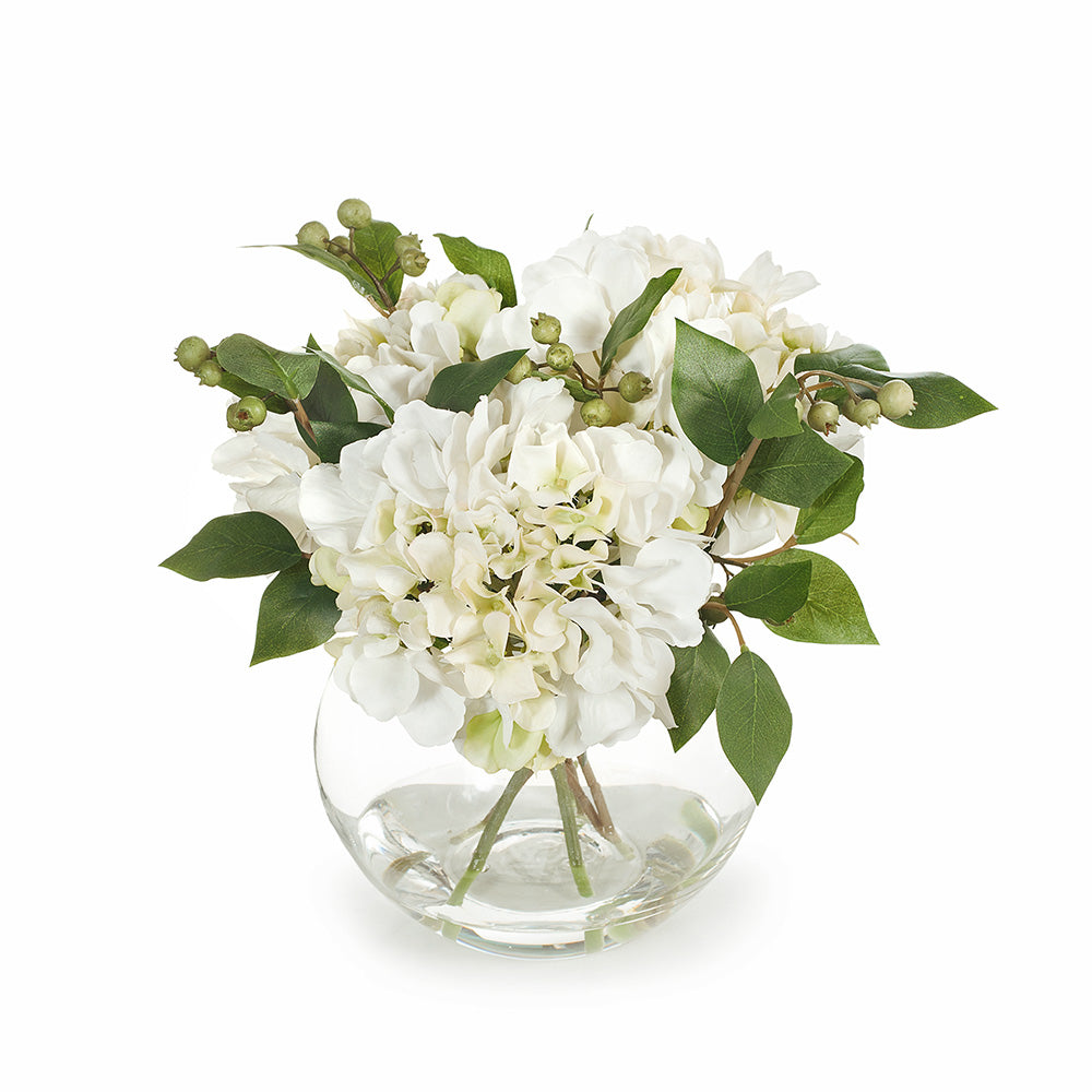 Hydrangea Mix in Vase 26cmh - Cream Green