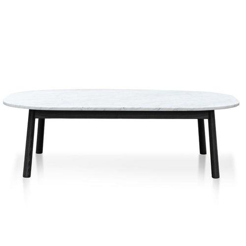 Lounge Styles Calibre 110cm White Marble Top Coffee Table - Ashwood Black Base