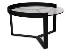 Load image into Gallery viewer, Lounge Styles Calibre Round Glass Coffee Table, 70cm Medium Black Frame