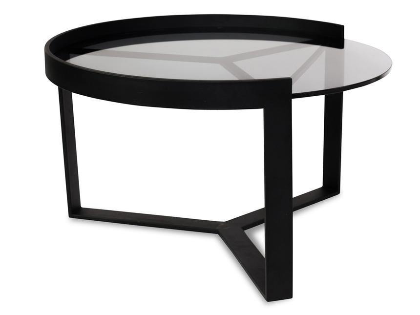 Lounge Styles Calibre Round Glass Coffee Table, 70cm Medium Black Frame