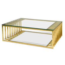 Load image into Gallery viewer, 130cm Glass Coffee Table - Gold Base - Lounge Styles