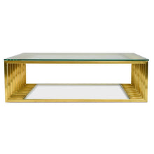 Load image into Gallery viewer, 130cm Glass Coffee Table - Gold Base - Lounge Styles