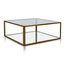 Load image into Gallery viewer, loungestyles-calibre-100cm-glass-coffee-table-gold-base-CCF2878-KS