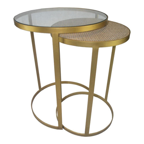 Lounge Styles iluka road Plantation Brass Nesting Side Table -Antique Gold Base 50cm