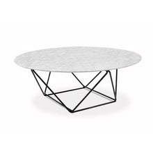 Load image into Gallery viewer, 100cm Round Carrara Marble Top Coffee Table with Black Base,  Metal Frame - Lounge Styles