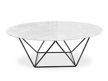 Load image into Gallery viewer, 100cm Round Carrara Marble Top Coffee Table with Black Base,  Metal Frame - Lounge Styles
