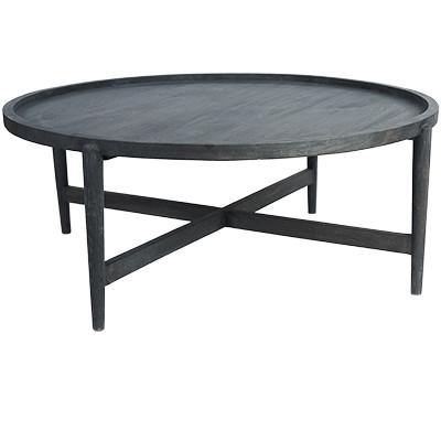 Montana Charcoal Round Coffee Table, 120cm Mango Wood in Black Rustic Style - Lounge Styles