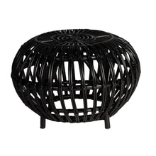 Load image into Gallery viewer, Lounge Styles Room+Co Bola Black Side Table + Stool, 60cm Rattan Round Modern Island Resort Look
