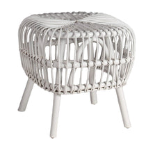 Load image into Gallery viewer, Lounge Styles Room+Co Alex White Side Table + Stool, 40cm Square Rattan Foot Rest