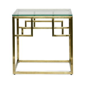 Lounge Styles Calibre Side Table - Glass Top - Brushed Gold Base