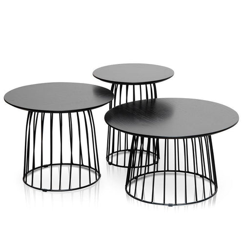 Lounge Styles Calibre Black Oak Veneer Side Table Set of 3