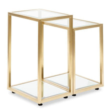 Load image into Gallery viewer, Lounge Styles Calibre Glass Side Table - Brushed Gold Base