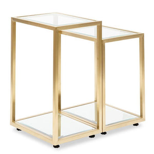 Lounge Styles Calibre Glass Side Table - Brushed Gold Base